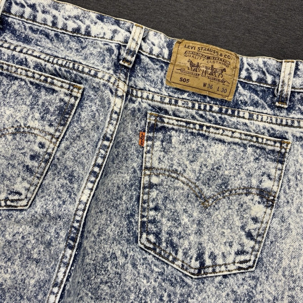 VTG 80s Orange Tab Levis 505 Jeans Mens 34x30 Talon 42 Stonewash Made In USA